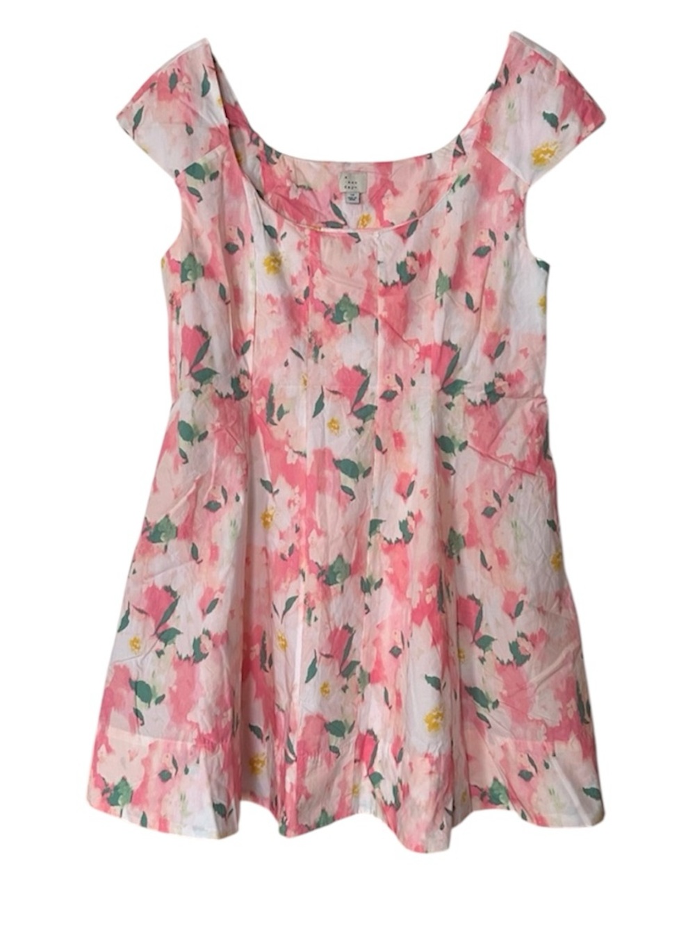 A New Day Watercolor Square Neck Mini Dress Size 16 Coquette Floral Feminine